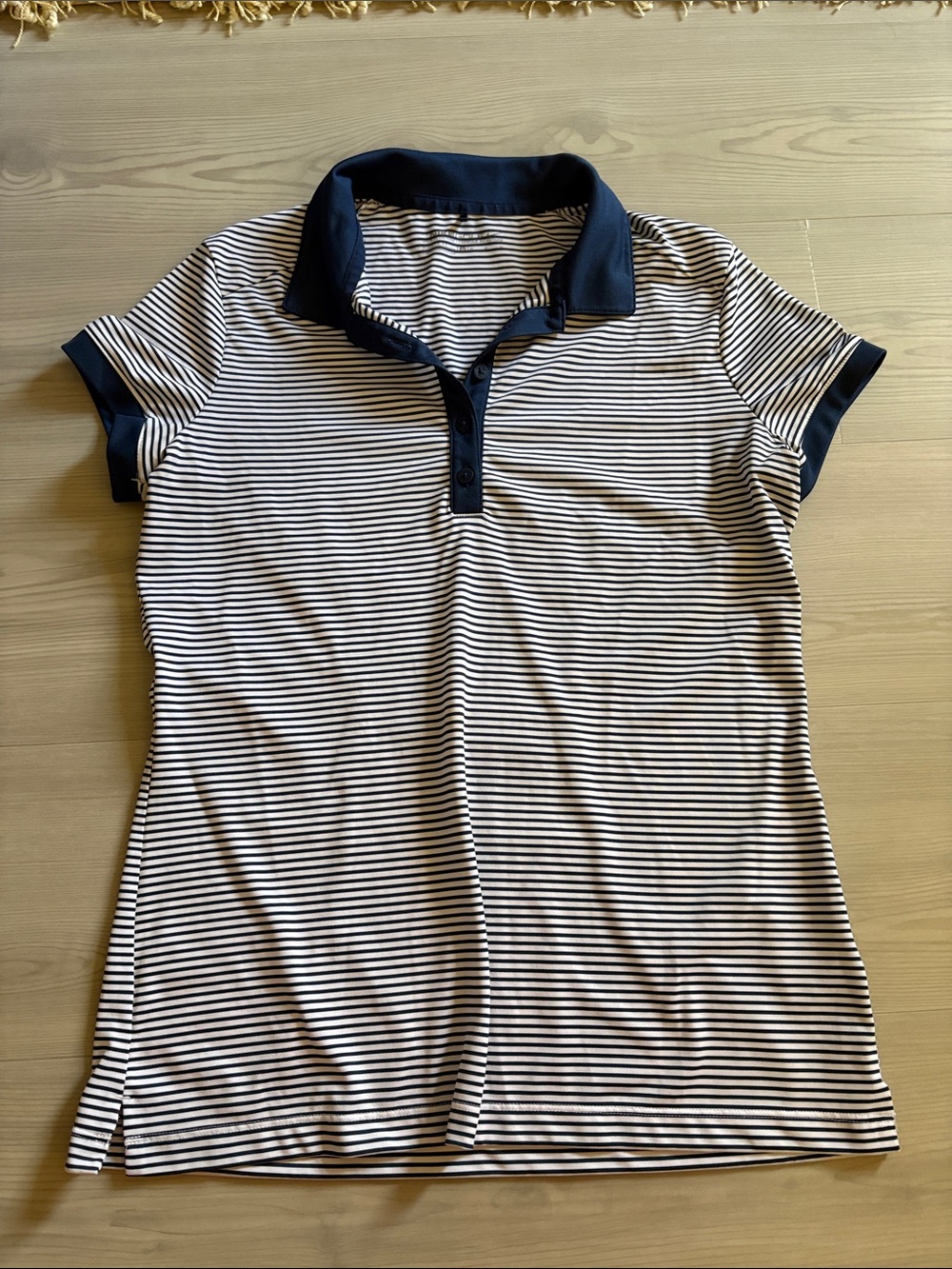 Nike White and Navy Striped Polo Shirt - Women